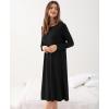 GYS Women’s Nightgowns Bamboo Viscose Soft and Comfy Long Sleeve Pajama Dress(Black)
