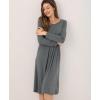 GYS Women’s Nightgowns Bamboo Viscose Soft and Comfy Long Sleeve Pajama Dress(Dark Heather Grey)