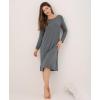 GYS Women’s Nightgowns Bamboo Viscose Soft and Comfy Long Sleeve Pajama Dress(Dark Heather Grey)