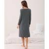 GYS Women’s Nightgowns Bamboo Viscose Soft and Comfy Long Sleeve Pajama Dress(Dark Heather Grey)