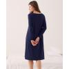 GYS Women’s Nightgowns Bamboo Viscose Soft and Comfy Long Sleeve Pajama Dress(Navy)