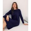 GYS Women’s Nightgowns Bamboo Viscose Soft and Comfy Long Sleeve Pajama Dress(Navy)