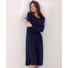 GYS Women’s Nightgowns Bamboo Viscose Soft and Comfy Long Sleeve Pajama Dress(Navy)