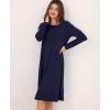 GYS Women’s Nightgowns Bamboo Viscose Soft and Comfy Long Sleeve Pajama Dress(Navy)
