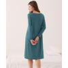 GYS Women’s Nightgowns Bamboo Viscose Soft and Comfy Long Sleeve Pajama Dress(Turquoise)