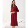 GYS Women’s Nightgowns Bamboo Viscose Soft and Comfy Long Sleeve Pajama Dress(Wine Red)
