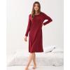 GYS Women’s Nightgowns Bamboo Viscose Soft and Comfy Long Sleeve Pajama Dress(Wine Red)