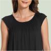 GYS Women’s Nightgowns Short Sleeve Sleep Shirts Soft Smocked Nighties Sleepwear, Viscose Made from Bamboo(Black)