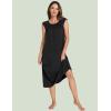 GYS Women’s Nightgowns Short Sleeve Sleep Shirts Soft Smocked Nighties Sleepwear, Viscose Made from Bamboo(Black)