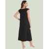 GYS Women’s Nightgowns Short Sleeve Sleep Shirts Soft Smocked Nighties Sleepwear, Viscose Made from Bamboo(Black)
