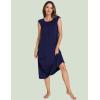 GYS Women’s Nightgowns Short Sleeve Sleep Shirts Soft Smocked Nighties Sleepwear, Viscose Made from Bamboo(Navy)