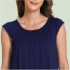 GYS Women’s Nightgowns Short Sleeve Sleep Shirts Soft Smocked Nighties Sleepwear, Viscose Made from Bamboo(Navy)