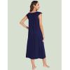GYS Women’s Nightgowns Short Sleeve Sleep Shirts Soft Smocked Nighties Sleepwear, Viscose Made from Bamboo(Navy)