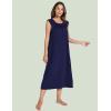 GYS Women’s Nightgowns Short Sleeve Sleep Shirts Soft Smocked Nighties Sleepwear, Viscose Made from Bamboo(Navy)
