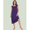 GYS Women’s Nightgowns Short Sleeve Sleep Shirts Soft Smocked Nighties Sleepwear, Viscose Made from Bamboo(Purple)