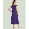 GYS Women’s Nightgowns Short Sleeve Sleep Shirts Soft Smocked Nighties Sleepwear, Viscose Made from Bamboo(Purple)