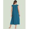 GYS Women’s Nightgowns Short Sleeve Sleep Shirts Soft Smocked Nighties Sleepwear, Viscose Made from Bamboo(Teal Blue)