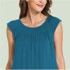 GYS Women’s Nightgowns Short Sleeve Sleep Shirts Soft Smocked Nighties Sleepwear, Viscose Made from Bamboo(Teal Blue)