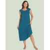 GYS Women’s Nightgowns Short Sleeve Sleep Shirts Soft Smocked Nighties Sleepwear, Viscose Made from Bamboo(Teal Blue)
