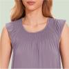 GYS Women’s Nightgowns Short Sleeve Sleep Shirts Soft Smocked Nighties Sleepwear, Viscose Made from Bamboo(Violet)