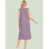 GYS Women’s Nightgowns Short Sleeve Sleep Shirts Soft Smocked Nighties Sleepwear, Viscose Made from Bamboo(Violet)