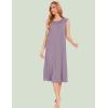 GYS Women’s Nightgowns Short Sleeve Sleep Shirts Soft Smocked Nighties Sleepwear, Viscose Made from Bamboo(Violet)