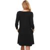 GYS Women’s Nightgowns with Pockets Soft Bamboo Viscose 3/4 Sleeve Nightshirts Sleepwear(Black)