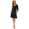 GYS Women’s Nightgowns with Pockets Soft Bamboo Viscose 3/4 Sleeve Nightshirts Sleepwear(Black)