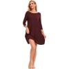 GYS Women’s Nightgowns with Pockets Soft Bamboo Viscose 3/4 Sleeve Nightshirts Sleepwear(Ficus Red)