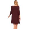 GYS Women’s Nightgowns with Pockets Soft Bamboo Viscose 3/4 Sleeve Nightshirts Sleepwear(Ficus Red)
