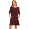 GYS Women’s Nightgowns with Pockets Soft Bamboo Viscose 3/4 Sleeve Nightshirts Sleepwear(Ficus Red)