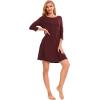 GYS Women’s Nightgowns with Pockets Soft Bamboo Viscose 3/4 Sleeve Nightshirts Sleepwear(Ficus Red)