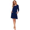 GYS Women’s Nightgowns with Pockets Soft Bamboo Viscose 3/4 Sleeve Nightshirts Sleepwear(Navy)