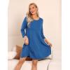 GYS Women’s Nightgowns with Pockets Soft Bamboo Viscose 3/4 Sleeve Nightshirts Sleepwear(Prussian Blue)