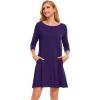 GYS Women’s Nightgowns with Pockets Soft Bamboo Viscose 3/4 Sleeve Nightshirts Sleepwear(Purple)