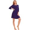 GYS Women’s Nightgowns with Pockets Soft Bamboo Viscose 3/4 Sleeve Nightshirts Sleepwear(Purple)