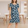 GYS Womens Short Sleeve Nightgowns Soft Comfy Sleep Dress, Viscose Made from Bamboo(Blue Daisy)