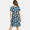 GYS Womens Short Sleeve Nightgowns Soft Comfy Sleep Dress, Viscose Made from Bamboo(Blue Daisy)