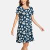 GYS Womens Short Sleeve Nightgowns Soft Comfy Sleep Dress, Viscose Made from Bamboo(Blue Daisy)