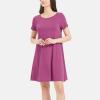 GYS Womens Short Sleeve Nightgowns Soft Comfy Sleep Dress, Viscose Made from Bamboo(Haze Red)