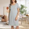 GYS Womens Short Sleeve Nightgowns Soft Comfy Sleep Dress, Viscose Made from Bamboo(Heather Grey)