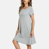 GYS Womens Short Sleeve Nightgowns Soft Comfy Sleep Dress, Viscose Made from Bamboo(Heather Grey)