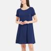 GYS Womens Short Sleeve Nightgowns Soft Comfy Sleep Dress, Viscose Made from Bamboo(Navy)