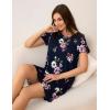 GYS Womens Short Sleeve Nightgowns Soft Comfy Sleep Dress, Viscose Made from Bamboo(Navy Floral)