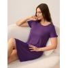 GYS Womens Short Sleeve Nightgowns Soft Comfy Sleep Dress, Viscose Made from Bamboo(Purple)