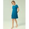 GYS Womens Short Sleeve Nightgowns Soft Comfy Sleep Dress, Viscose Made from Bamboo(Teal Blue)