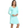 LazyCozy Womens Long Sleeve Nightgowns Viscose from Bamboo Sleepwear Soft Nightshirt Lightweight Sleep Dress(Aqua)