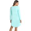 LazyCozy Womens Long Sleeve Nightgowns Viscose from Bamboo Sleepwear Soft Nightshirt Lightweight Sleep Dress(Aqua)