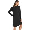 LazyCozy Womens Long Sleeve Nightgowns Viscose from Bamboo Sleepwear Soft Nightshirt Lightweight Sleep Dress(Black)