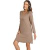 LazyCozy Womens Long Sleeve Nightgowns Viscose from Bamboo Sleepwear Soft Nightshirt Lightweight Sleep Dress(Camel)